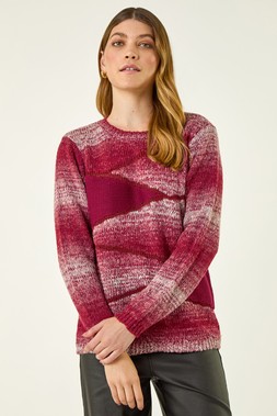 Roman Red Colour Block Knit Jumper