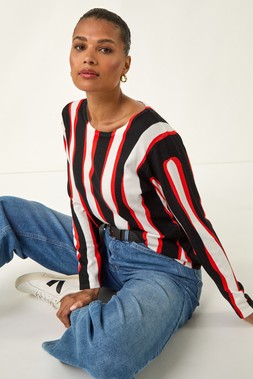 Roman Black Wave Print Knit Jumper