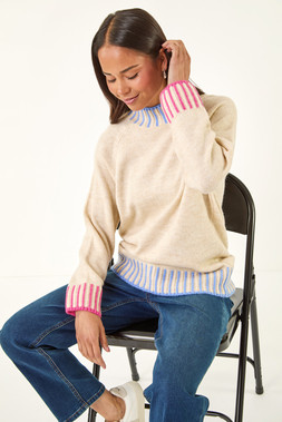 Roman Petite Stone Contrast Detail Knit Jumper