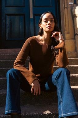Roman Chocolate Dusk Waffle Knit Jumper