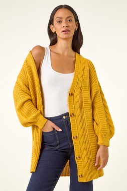 Roman Dusk Amber Cable Knit Oversized Cardigan