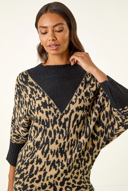 Roman Black Animal Print Knit Jumper