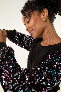Roman Petite Black Contrast Sparkly Knit Jumper