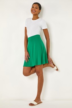 Roman Green Pull On Stretch Skater Skirt