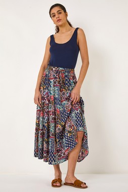 Roman Patchwork Tiered Skirt