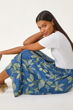 Roman Leaf Print Skirt