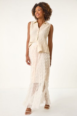 Roman Textured Mesh Skirt