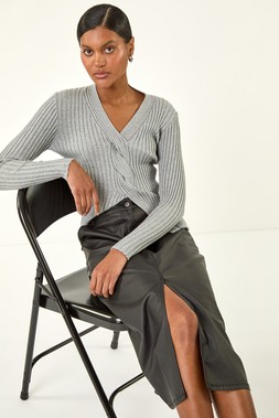 Roman Coated Stretch A-Line Skirt