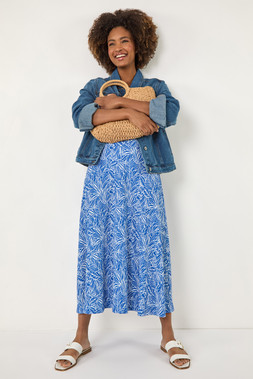 Roman Abstract Crinkle Print A-Line Skirt