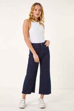 Roman Dusk Denim Pocket Detail Wide Leg Culotte