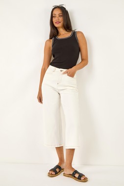 Roman Dusk Ivory High Waist Pocket Detail Culottes
