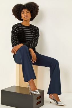 Roman Navy Bootcut Leg Stretch Trousers