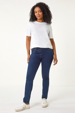 Roman Petite Indigo Stretch Denim Elastic Waist Jegging