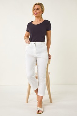 Roman Petite Cotton Ankle Grazer Tapered Trousers