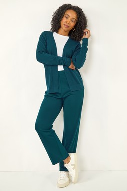 Teal Petite Straight Leg Ponte Stretch Trouser
