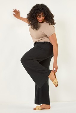 Roman Curve Black Linen Mix Trousers