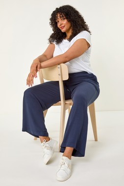 Roman Curve Navy Linen Mix Trousers