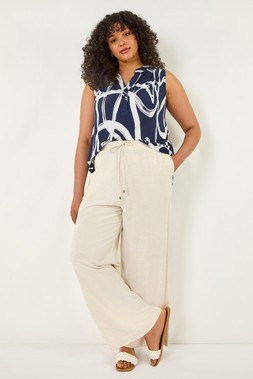 Roman Curve Stone Linen Mix Trousers