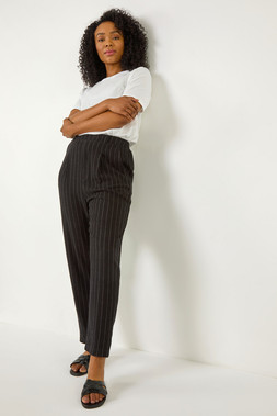 Roman Petite Black Stripe Tapered Trouser