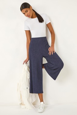 Roman Navy Spot Cullotte Trouser