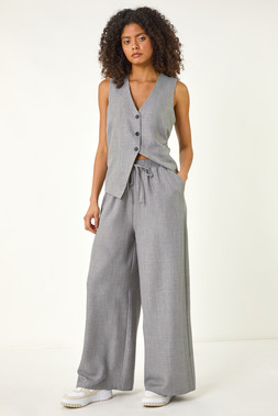Roman Dusk Grey Elasticated Waist Wide Leg Trouser