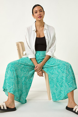 Roman Geometric Print Cullotte Trousers