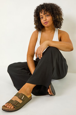 Roman Curve Black Textured Stretch Trouser