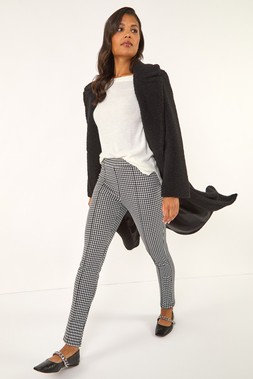 Romen Black Check Print Ponte Slim Leg Trouser