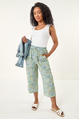 Roman Petite Blue Spotted Crop Trousers