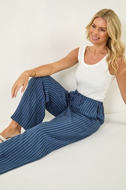 Roman Petite Stripe Pull On Stretch Trouser