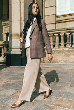 Stone Petite Front Seam Stretch Trouser