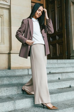 Stone Petite Front Seam Stretch Trouser