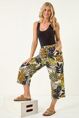 Roman Petite Lime Leaf Print Culotte Trouser