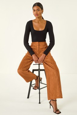 Roman Tan Soft Faux Suede Culotte