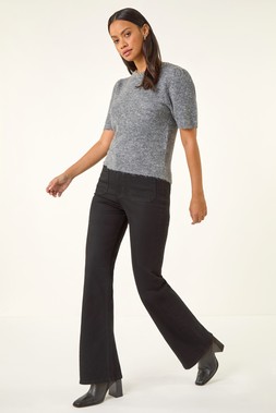 Roman Dusk Black Front Pocket Bootcut Jeans