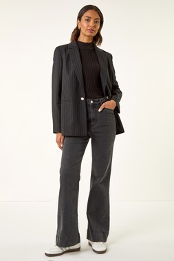 Roman Charcoal Pocket Stretch Flare Jeans
