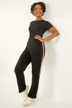 Roman Petite Black Side Stripe Stretch Trouser