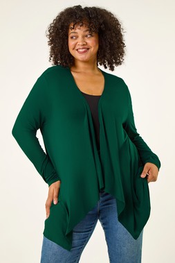 Roman Curve Green Waterfall Front Cardigan