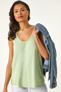 Roman Sage V-Neck Stretch Jersey Vest Top