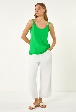 Roman Green Double Strap Stretch Vest Top