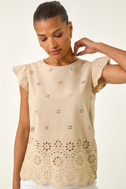 Roman Broderie Hem Stretch Top
