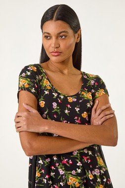 Roman Floral Print Layered Jersey T Shirt