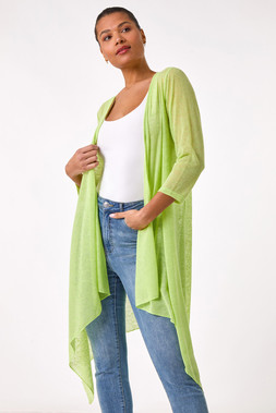 Roman Lime Longline Waterfall Cardigan
