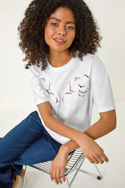 Roman Dusk White Floral Cut Out T-Shirt