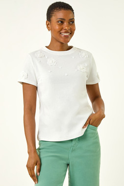 Roman Floral Applique T-shirt