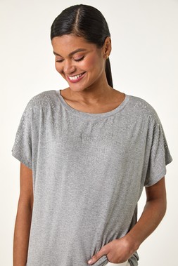 Roman Grey Hotfix Embellished Stretch Top