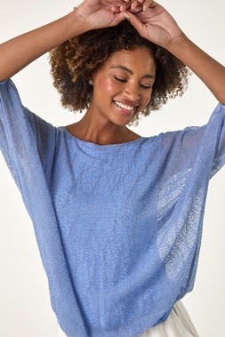 Roman Mesh Bubble Hem Top