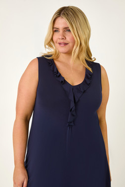 Roman Curve Ruffle Neck Vest Top
