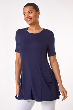 Roman Navy Pocket Detail Tunic Top
