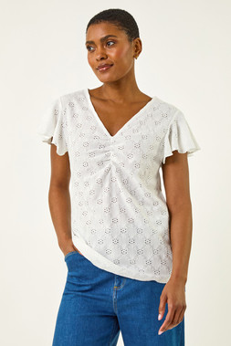 Roman Ruched Frill Textured Top